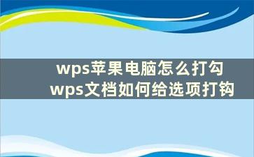 wps苹果电脑怎么打勾 wps文档如何给选项打钩